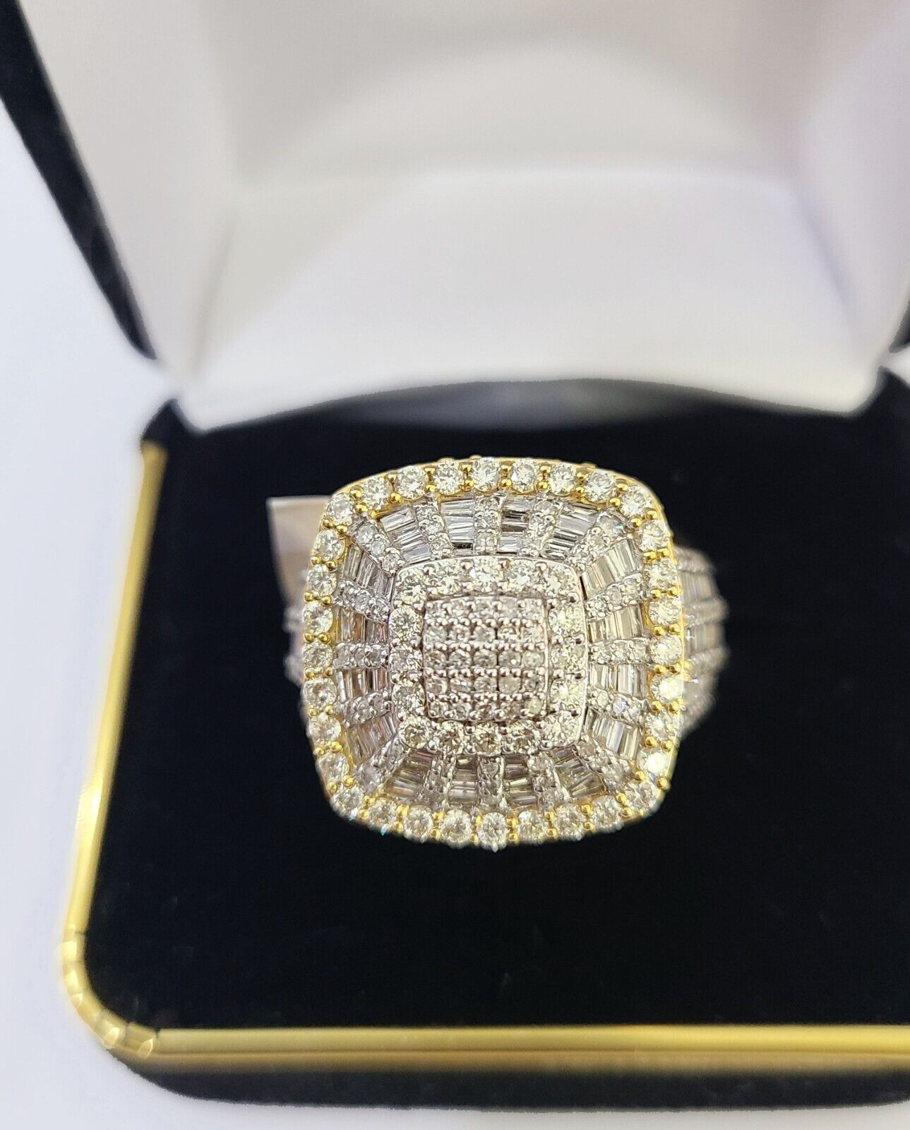 Real 10k Yellow Gold Diamond Mens Ring Band Wedding Genuine Natural - GoldenlinQ